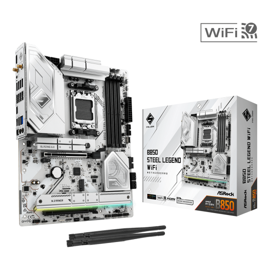 Дънна платка ASRock B850 STEEL LEGEND WIFI, ATX, AM5, DDR5, PCIe 5.0, Wi-Fi 7