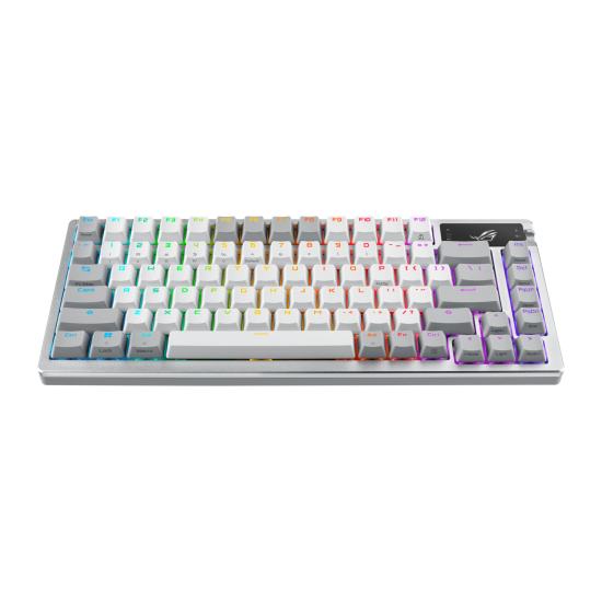 Безжична клавиатура ASUS ROG Azoth, 75%, ROG NX Snow Switch, RGB, Moonlight White (90MP031A-BKUA11)