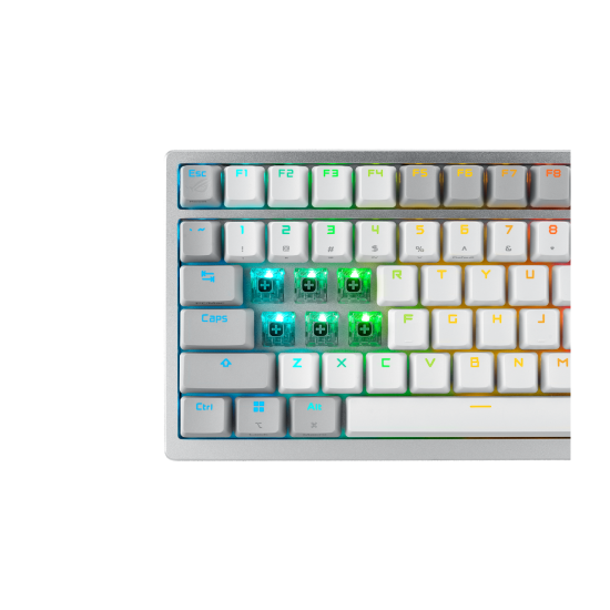 Безжична клавиатура ASUS ROG Azoth, 75%, ROG NX Snow Switch, RGB, Moonlight White (90MP031A-BKUA11)