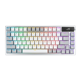 Безжична клавиатура ASUS ROG Azoth, 75%, ROG NX Snow Switch, RGB, Moonlight White (90MP031A-BKUA11)