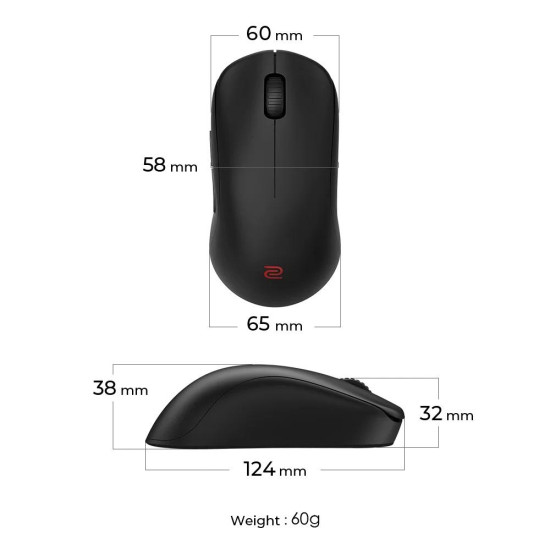 Безжична мишка ZOWIE U2, 2.4G, Black