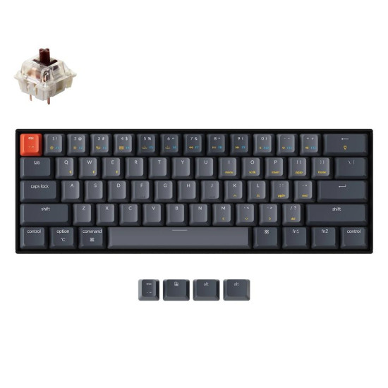 Безжична клавиатура Keychron K12 60%, Hot-Swappable, Gateron Brown Switch, RGB, Black