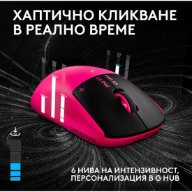 Безжична мишка Logitech G Pro X3 Superstrike, 48000 DPI, 8000Hz, Magenta Eclipse (910-007827)