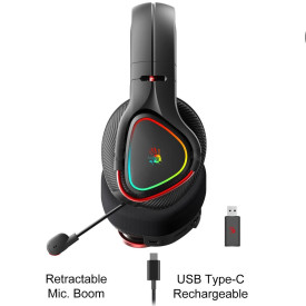 Безжични слушалки A4Tech Bloody MR710, Bluetooth v5.0, 2.4Ghz, RGB, Mic, Black