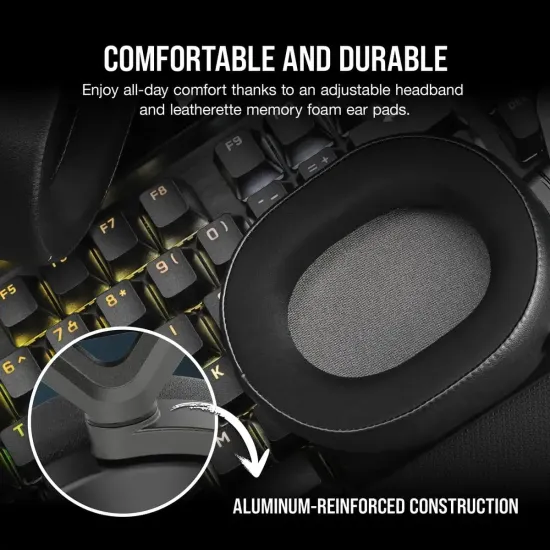 Безжични слушалки Corsair HS65 WIRELESS Gaming Headset, Carbon Black