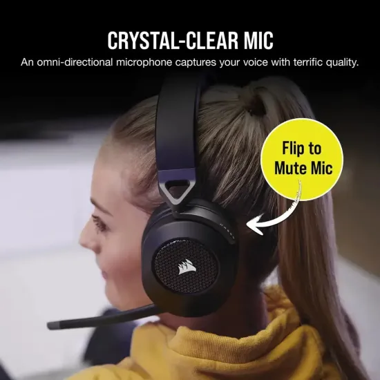 Безжични слушалки Corsair HS65 WIRELESS Gaming Headset, Carbon Black