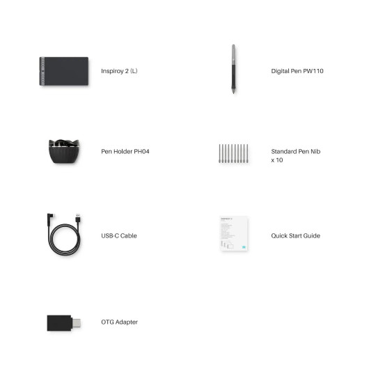 Графичен таблет HUION Inspiroy 2 L H1061P, 5080 LPI, Black