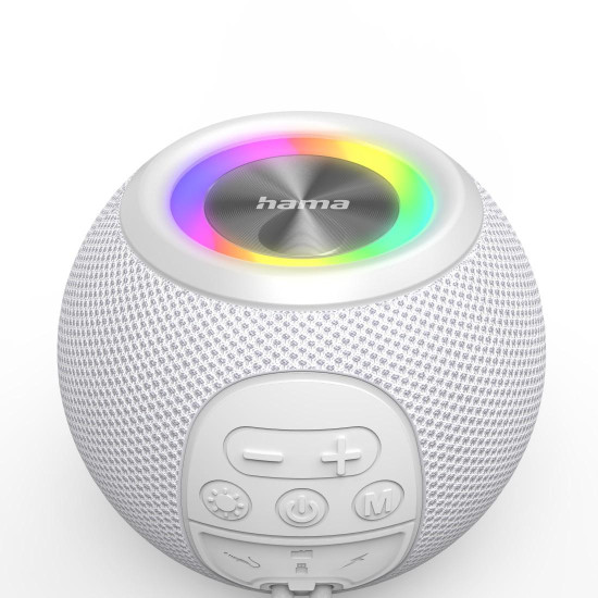 Преносима тонколона HAMA Ball Shape Speaker, 5 светлинни режима, 5W, White