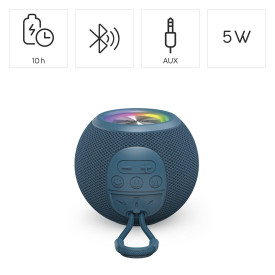 Преносима тонколона HAMA Ball Shape Speaker, 5 светлинни режима, 5W, Blue