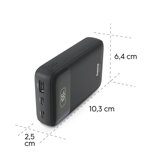 Външна батерия HAMA PD10-W20 201779, 10000 mAh, 2x USB-C, 1x USB-A, Fast Charging