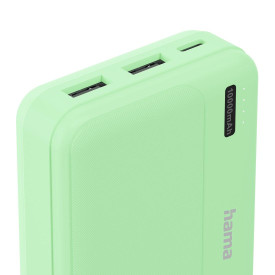 Външна батерия HAMA Pocket 10, 10000 mAh, 2x USB-A, зелена