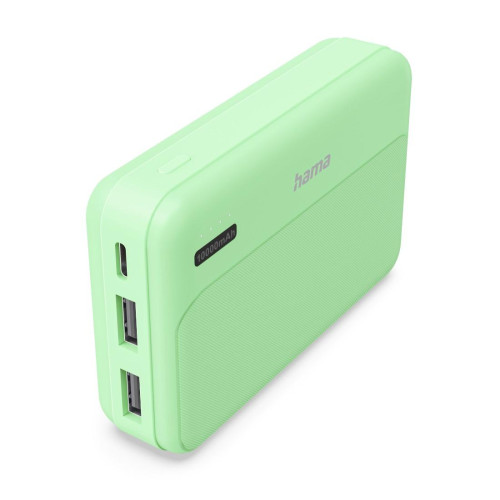 Външна батерия HAMA Pocket 10, 10000 mAh, 2x USB-A, зелена