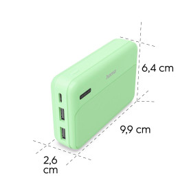 Външна батерия HAMA Pocket 10, 10000 mAh, 2x USB-A, зелена