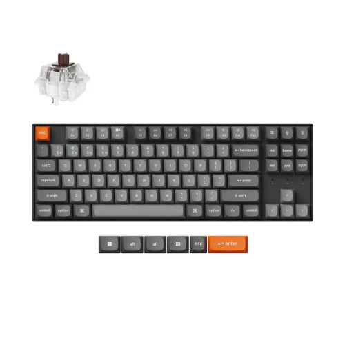 Безжична клавиатура Keychron K8 Max QMK/VIA, TKL, Super Brown Switch, RGB