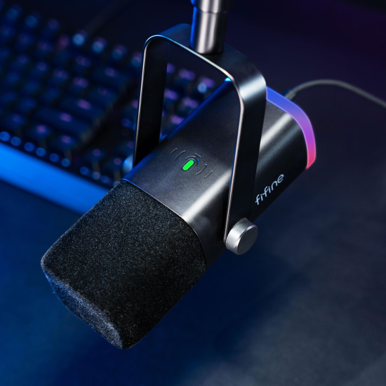 Микрофон FIFINE AM8T, RGB, със стойка, Black