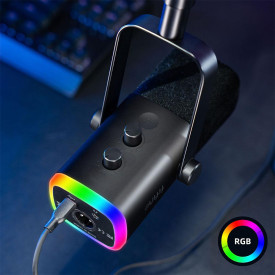 Микрофон FIFINE AM8T, RGB, със стойка, Black