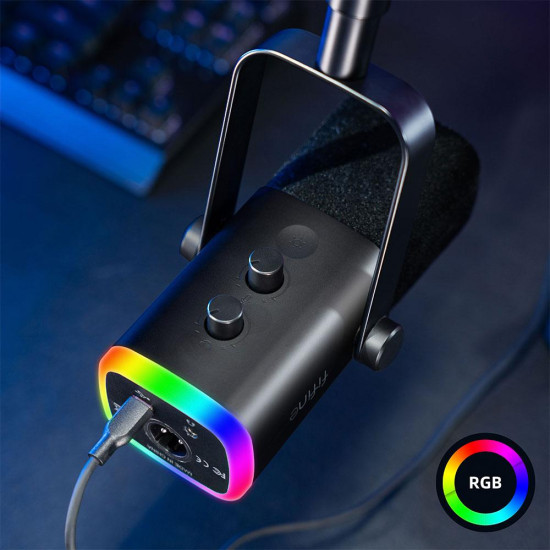 Микрофон FIFINE AM8T, RGB, със стойка, Black