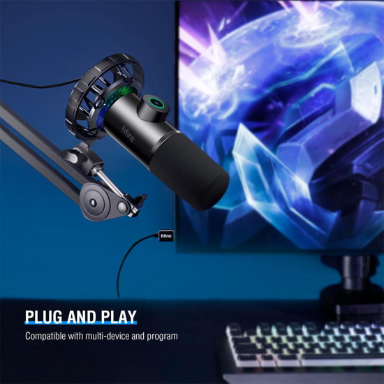 Микрофон FIFINE T658, RGB, със стойка, Black