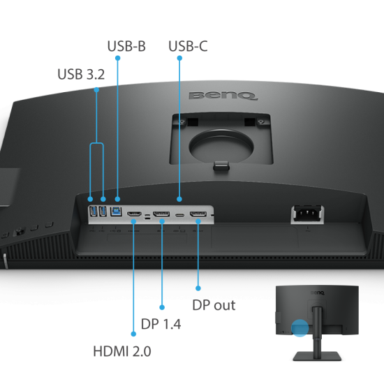 Монитор BenQ PD2506Q, 25 инча, IPS, QHD 2560x1440, 60Hz, 5ms, HDR10, HDMI/DP