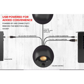 Тонколони Creative PEBBLE Plus 2.1, USB, 8W, 3.5mm, Black