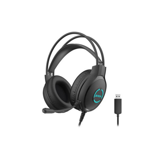 Слушалки A4Tech Fstyler FH300U Neon Illuminate USB Stereo Headset, Black