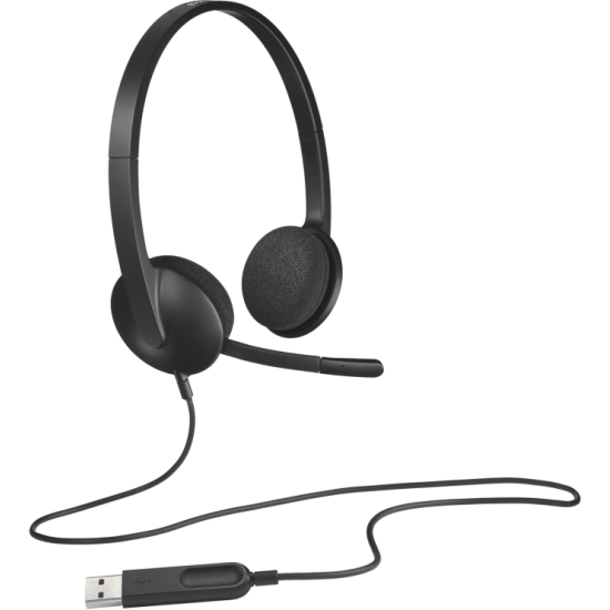 Слушалки Logitech H340, USB, Mic, Black/Gray