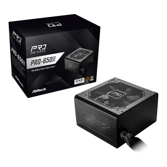 Захранване ASRock PRO-650B, 650W, 80+ Bronze, ATX 3.1