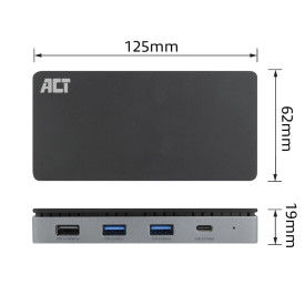 Докинг станция ACT AC7093, USB-C, 4K, 2x HDMI, Ethernet, 1x USB-C, 3x USB-A