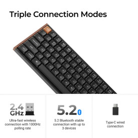 Безжична клавиатура Keychron K3 Max SE QMK/VIA, Black, Milk POM Red Switch