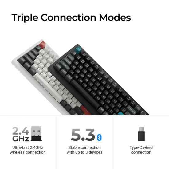 Безжична клавиатура Keychron Q1 Ultra 8K, Black, Silk POM Brown Switch