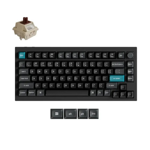 Безжична клавиатура Keychron Q1 Ultra 8K, Black, Silk POM Brown Switch