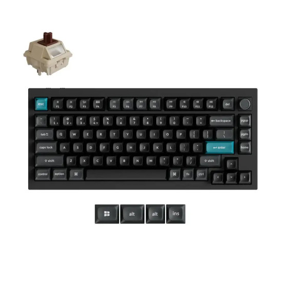 Безжична клавиатура Keychron Q1 Ultra 8K, Black, Silk POM Brown Switch