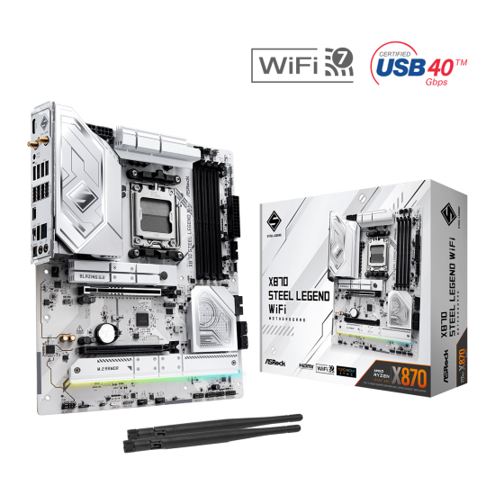 Дънна платка ASROCK X870 STEEL LEGEND WIFI, ATX, AM5, DDR5, PCIe 5.0