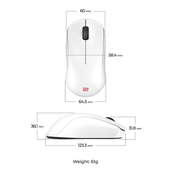 Безжична мишка ZOWIE U2-DW 4K, White