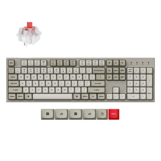 Клавиатура Keychron C2 Pro 8K QMK, Super Red Switch, RGB, White