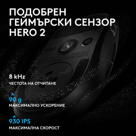 Безжична мишка Logitech G Pro X3 Superstrike, 48000 DPI, 8000Hz, Midnight Black (910-007878)