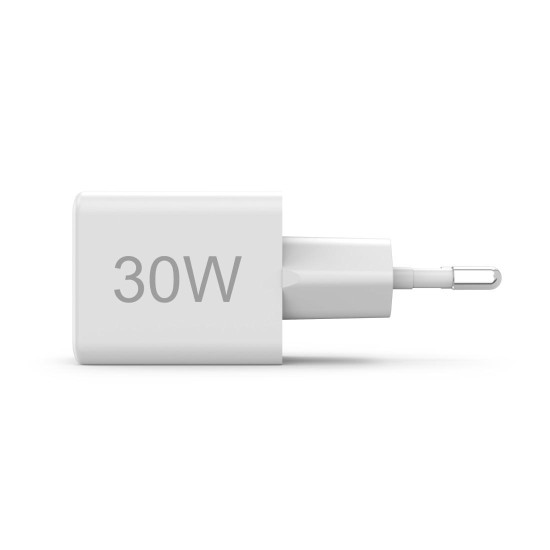 Зарядно HAMA 201992, GaN, 30W, 1x USB-C, 1x USB-A, PD, бял
