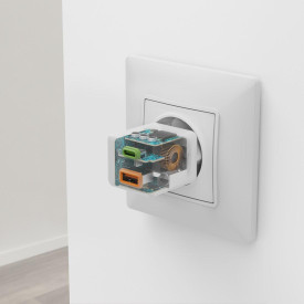 Зарядно HAMA 201992, GaN, 30W, 1x USB-C, 1x USB-A, PD, бял
