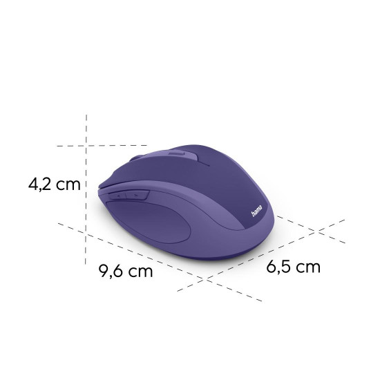Безжична мишка HAMA WM-400, 6 бутона, тиха, Purple