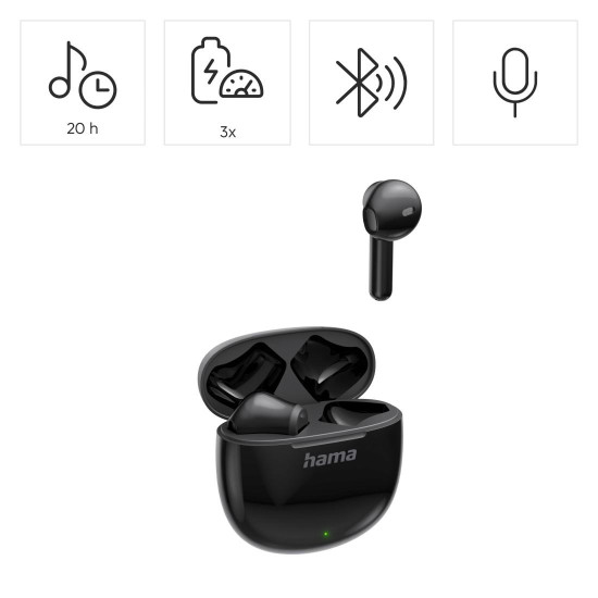 Безжични слушалки Hama Action One, TWS Earbuds, Black