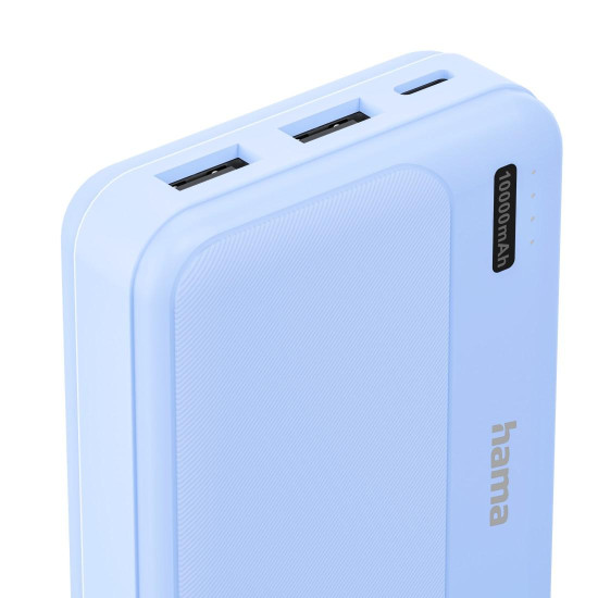 Външна батерия HAMA Pocket 10, 10000 mAh, 2x USB-A, син
