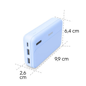 Външна батерия HAMA Pocket 10, 10000 mAh, 2x USB-A, син
