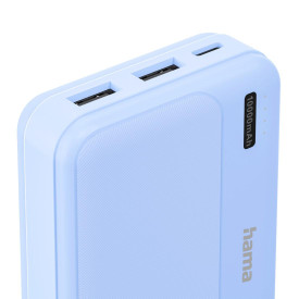 Външна батерия HAMA Pocket 10, 10000 mAh, 2x USB-A, син