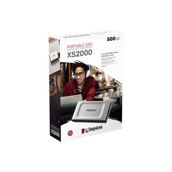Външен SSD диск Kingston XS2000 1000GB, USB 3.2, Gray
