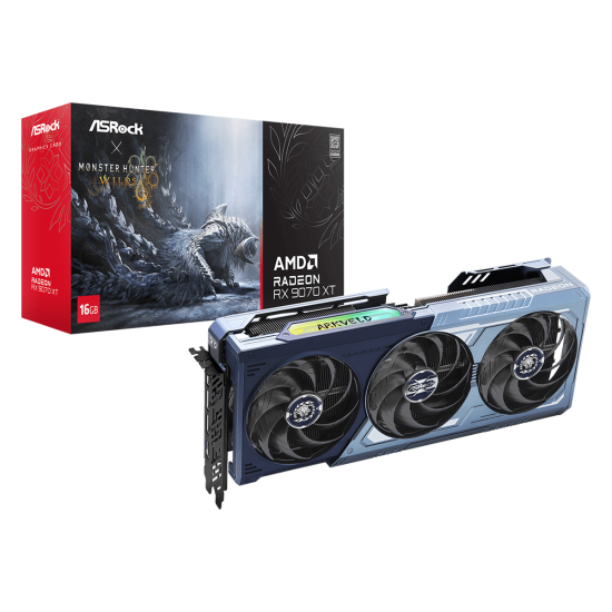 Видеокарта ASRock Radeon RX9070XT Monster Hunter Wilds Edition 16GB GDDR6, 256-bit, 1xHDMI, 3xDP