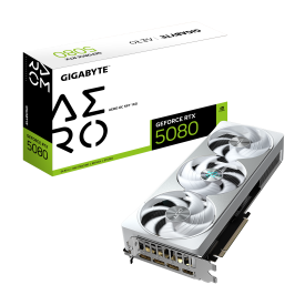 Видеокарта GIGABYTE GeForce RTX 5080 AERO OC, 16GB, GDDR7, 256-bit, PCI Express 5.0, 850W, 1 x HDMI 2.1, 3 x DisplayPort 2.1