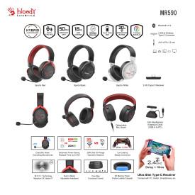 Безжични слушалки A4Tech Bloody МR-590, Bluetooth, 3.5mm, White