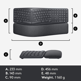 Безжична клавиатура Logitech ERGO K860, Gray