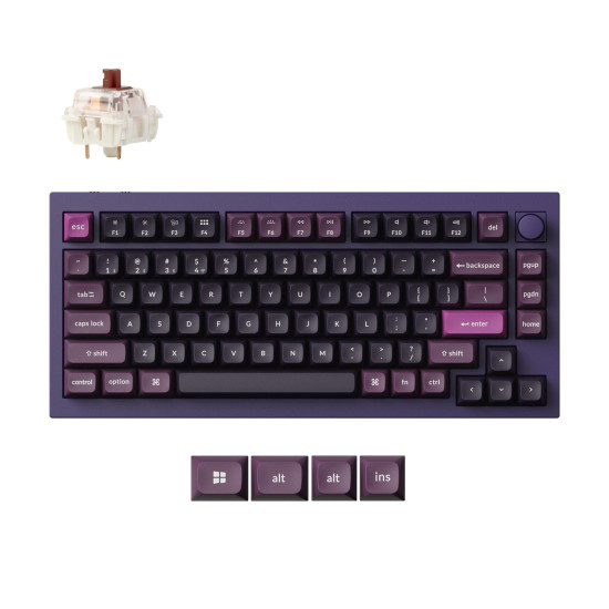 Безжична клавиатура Keychron Q1 MAX, Gateron Jupiter Brown суичове, RGB, Purple