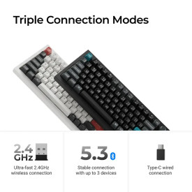 Безжична клавиатура Keychron Q1 Ultra 8K, Black, Silk POM Banana Switch